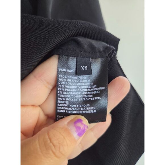 Lafayette 148 Black 100% Silk Faux Wrap Dolman Sleeve Blouse size X-Small - Picture 6 of 6